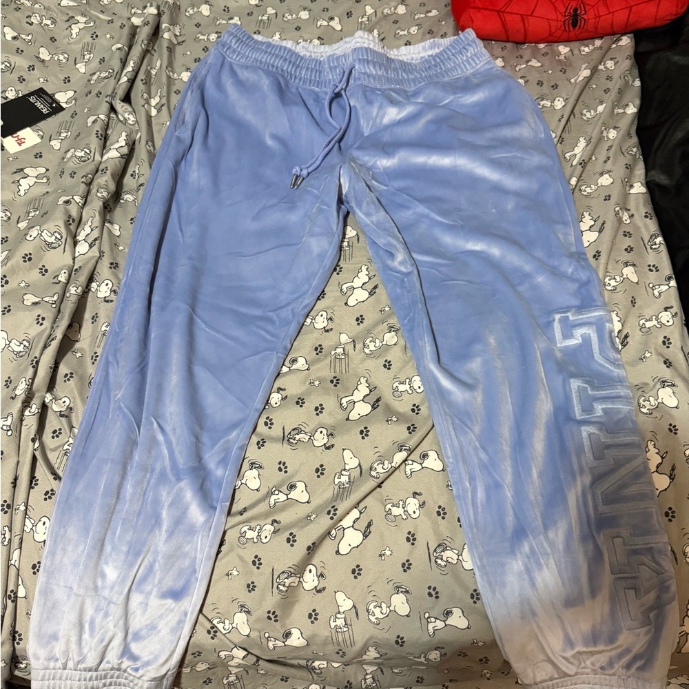 PINK Victoria's Secret Light Blue Tie-Dye Velour Joggers